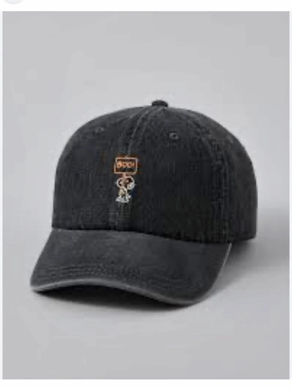 NEW American Eagle AE Peanuts Snoopy Baseball Cap Hat Boo Dark Gray Black NWT